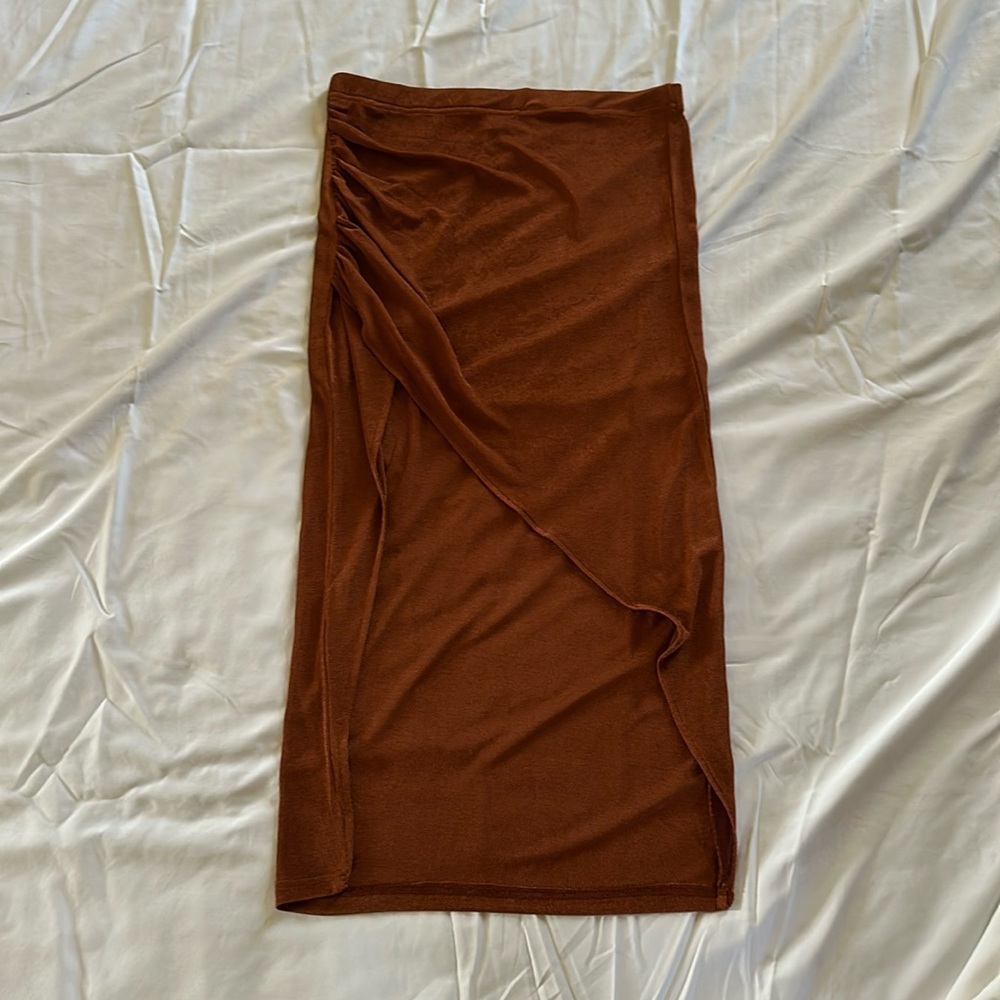 Rust colored hi low skirt
